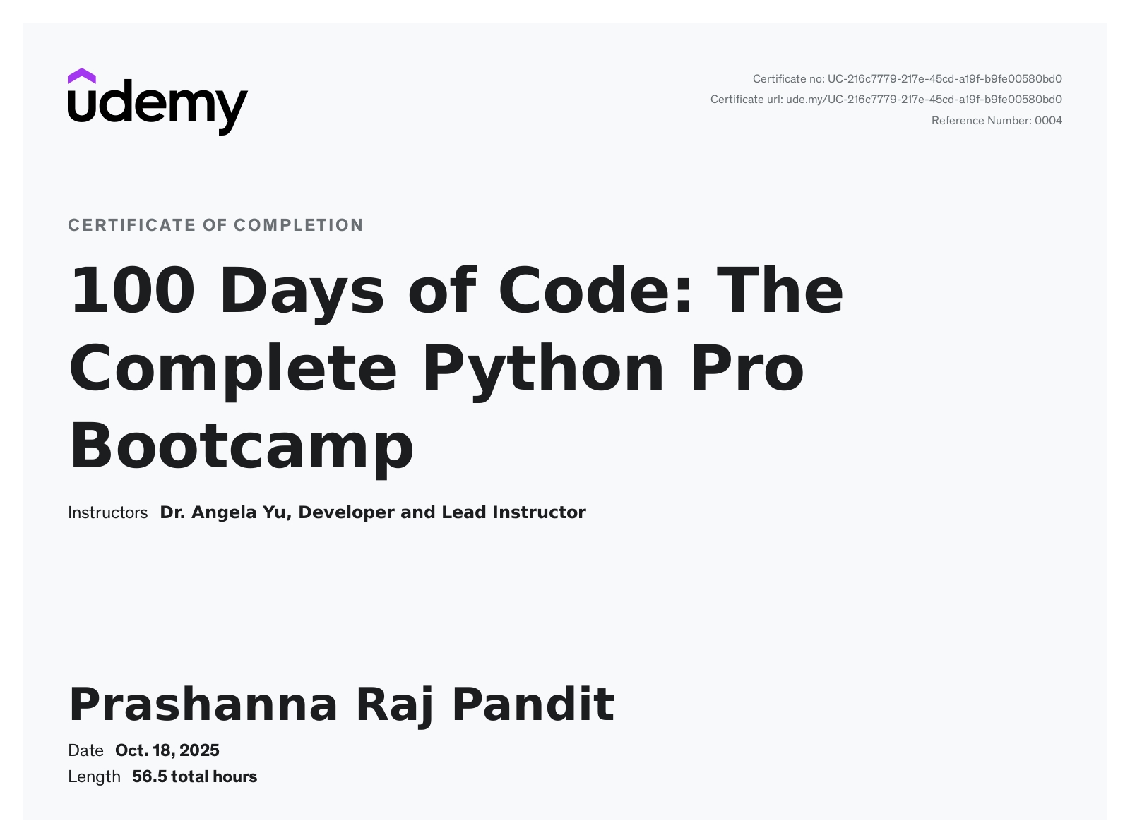 100 Days of Python Bootcamp